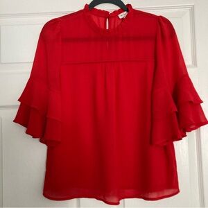 Monteau Vibrant Red Layered Sleeve Blouse